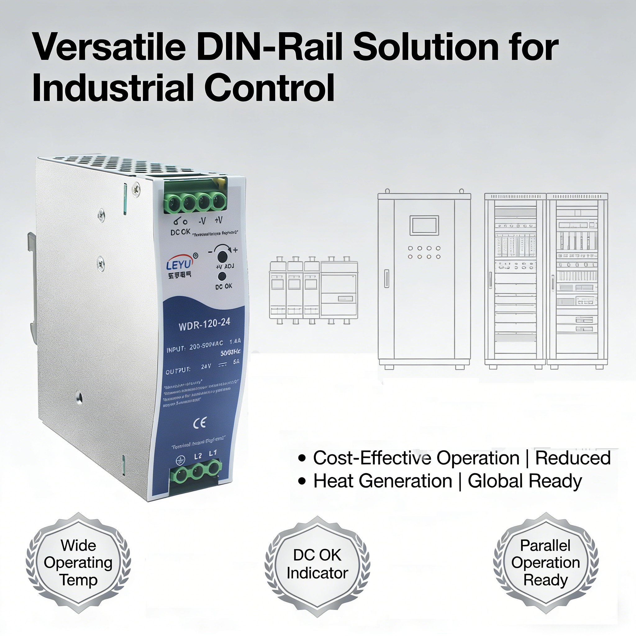 24V DIN Rail Power Supply 120W - WDR Series Industrial Electric Transformer 5A