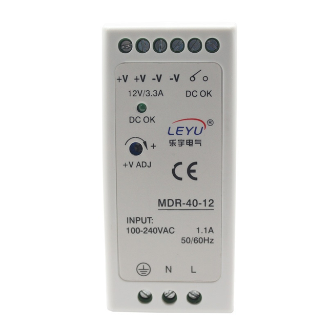MDR-40-12 40W 12V 3.33A Industrial AC-DC DIN Rail Power Supply for Automation Control