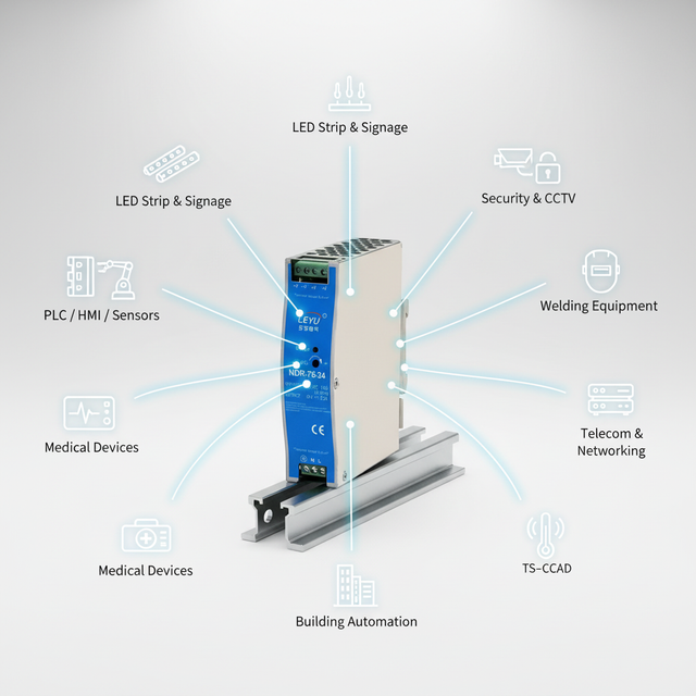 NDR-75 75W Slim DIN Rail Power Supply for Industrial Automation