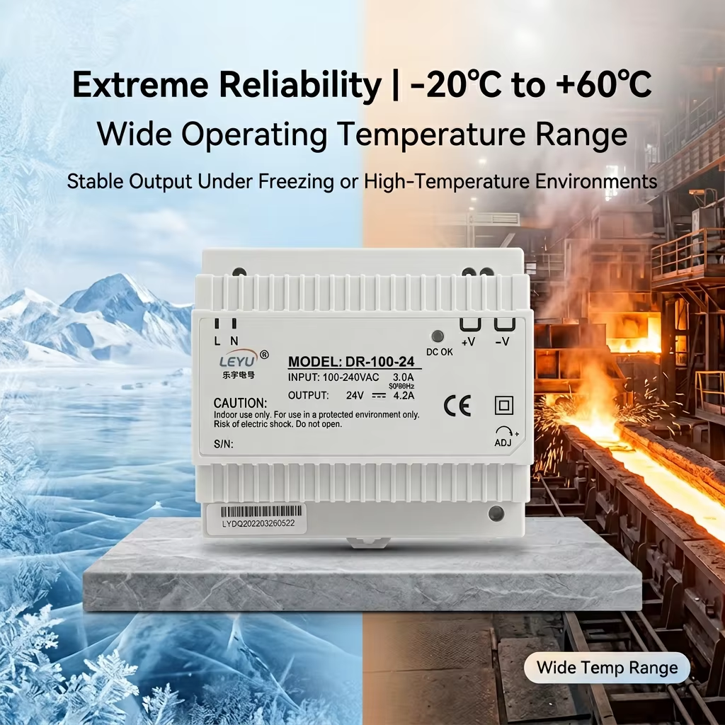 DR-100 DIN Rail Power Supply Delivers Compact and Efficient Industrial Performance