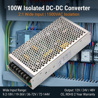 SD-100 100W DC-DC Converter with 12V Output and Wide 2:1 Input Range