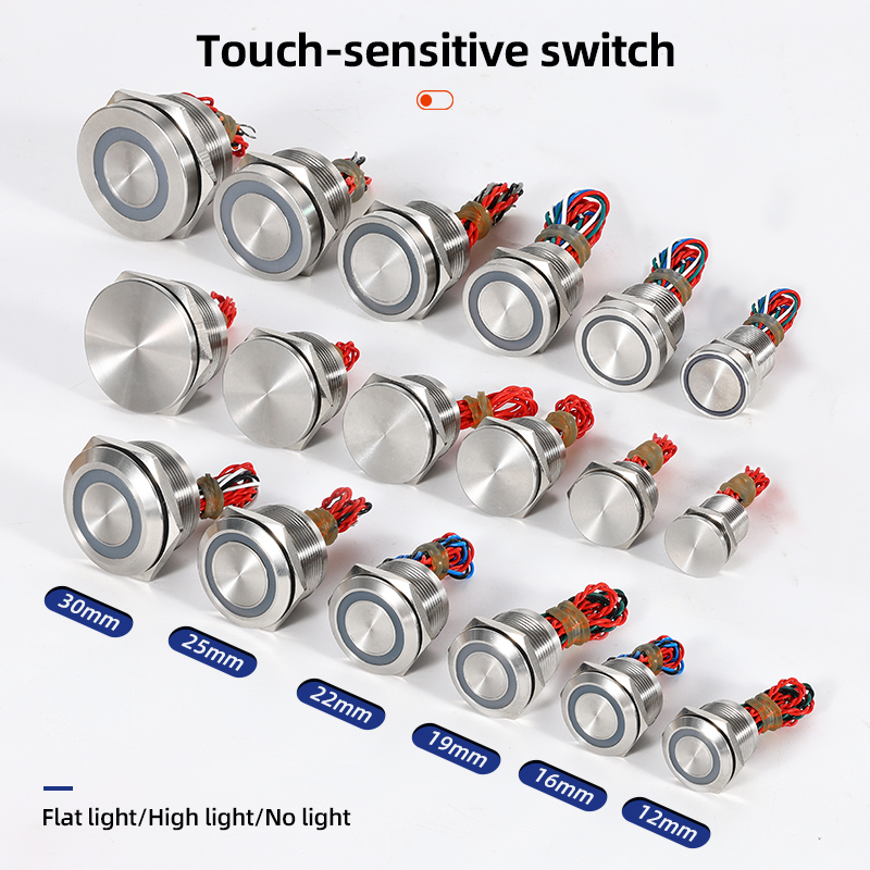 LEYU ZMPS 30A 30mm IP68 waterproof stainless steel piezo switch with ring LED illumination
