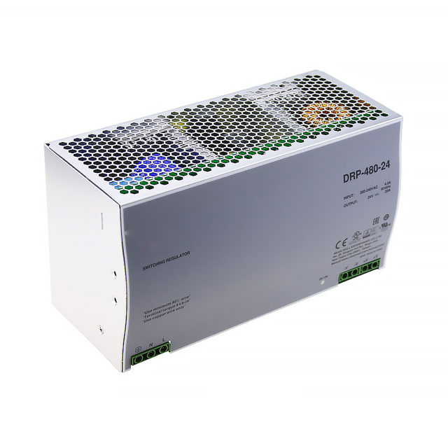 DRP-480 480W Active PFC DIN Rail Power Supply for Industrial Automation