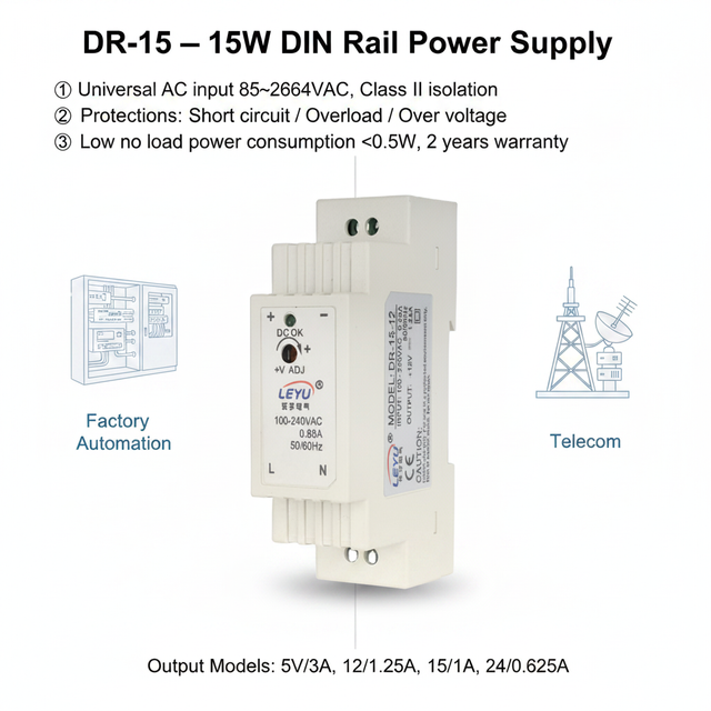 15W 12V Industrial Small Switch Power Supply for DIN Rail Systems